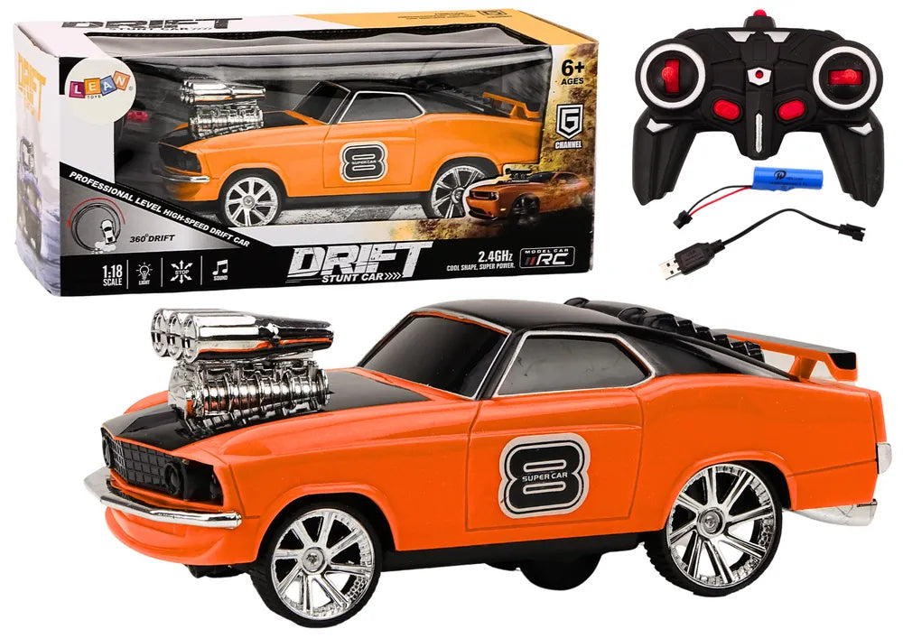Drift automobilis valdomas pultu oranžinis